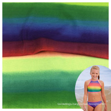 polyamide smooth soft spandex Gradient rainbow printed swimwear fabric for children